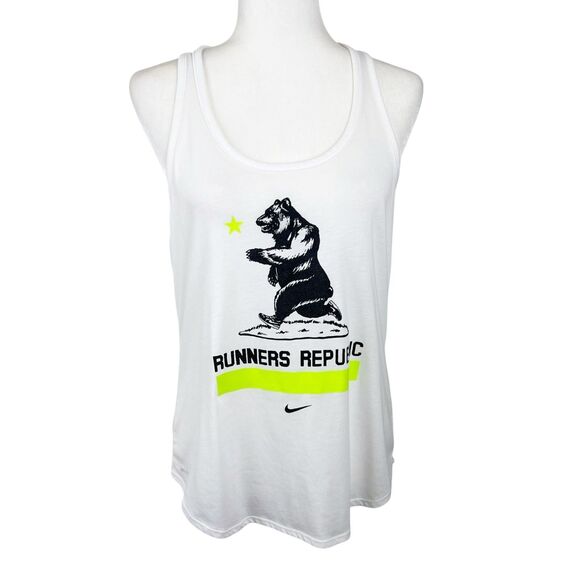 Nike Tank Top Women Large White Athletic Cut Dri-Fit Runners Republic Bear Cali - Picture 1 of 10